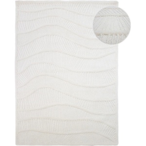 Flair Rugs Бял ръчно изработен килим със смес от вълна 140x200 cm Sculptured Wave - Flair Rugs (503119381601)