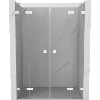 Mexen Lunar Двойни душ врати с панти 160 см, прозрачни, бели - 834D-160-000-20-00 (834D-160-000-20-00)