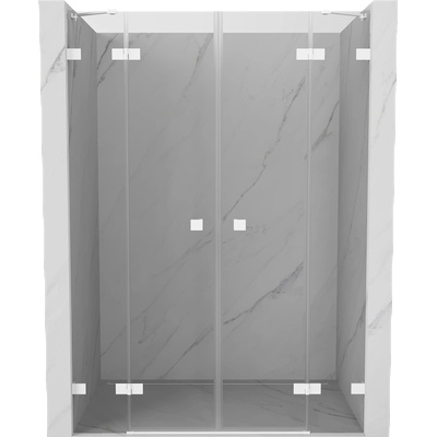 Mexen Lunar Двойни душ врати с панти 160 см, прозрачни, бели - 834D-160-000-20-00 (834D-160-000-20-00)