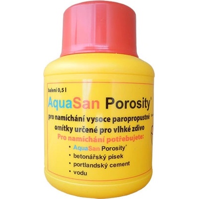 AquaSan Porosity® – pre ručné namiešanie vysoko paropriepustnej omietky proti vlhkosti v murive. Balenie 0,5 litra