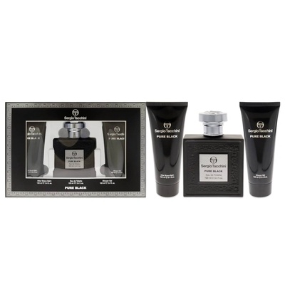 Sergio Tacchini Pure Black Подаръчен комплект за мъже Размер EDT 100 ml + 100 ml душ гел + 100 ml афтършейв балсам