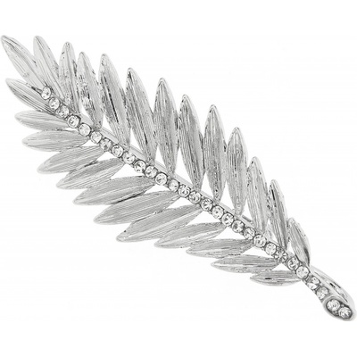 Biju brož palmový list s broušenými kamínky stříbrná 9001683