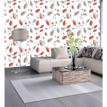 DIMEX ART s. r. o Луксозна флизелинова тапета бяло-червени падащи листа