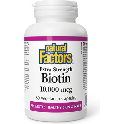 Natural Factors Коса, кожа и нокти - Биотин, 10000 g х 60 V капсули (1263 NF)