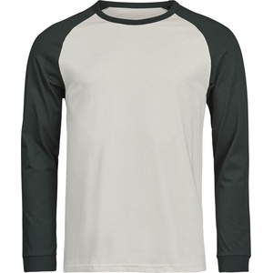 TEE JAYS TJ1170 / Унисекс тениска с дълъг ръкав за бейзбол - циментово зелена/тъмнозелена M (181170aq602)