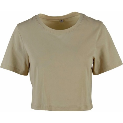 Build Your Brand Dámske crop top tričko s krátkym rukávom Svetlá olivová