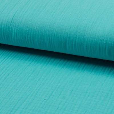 Mušelín/dvojitá gázovina aqua, š.140
