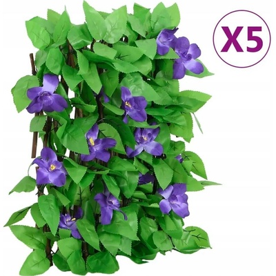 vidaXL Treláže s umělým břečťanem roztahovací 5 ks zelené 180 x 20 cm