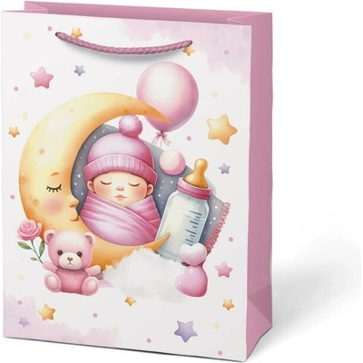 Taška dárková růžová baby 19 cm x 25 cm x 10 cm