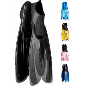 Cressi-Sub Cressi Agua Fins Swimming Fins - Adjustable Foot Section for Diving - Ergonomic Short Fins Adults & Children - Durable Fin Material - Black/Sheer Joy - 37/38 - CA205037