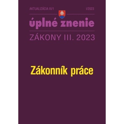 Aktualizácia III/1 - Zákonník práce - Poradca s.r.o.