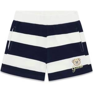 Guess Спортни раирани панталони за мини момиче в тъмносиньо и бяло с мече Guess