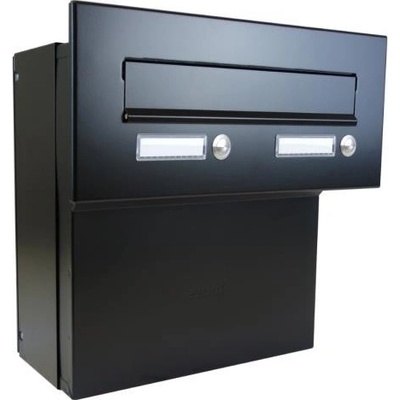 DOLS F-041 ČD-3 RAL9005 - poštová schránka na zamurovanie, s 2x menovkou a 2x zvončekovým tlačidlom, čierna