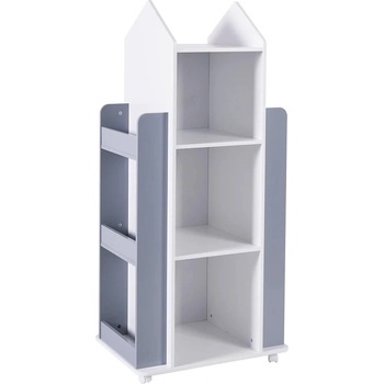 Ginger Home Дървена секция на 4 нива с рафтове Ginger Home - Rocket, White/Gray (TF6914)