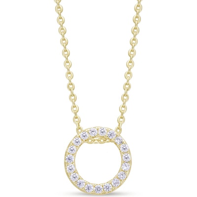 Biju Pozlacený řetízek s kruhovým přívěskem se zirkony 3002558