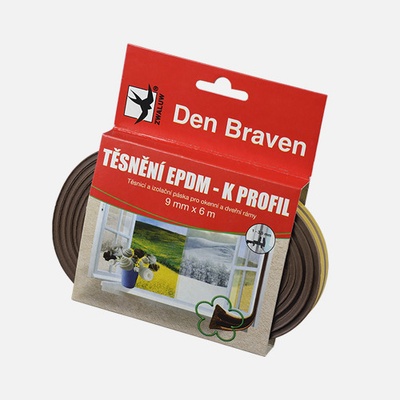 Den Braven Samolepiace tesnenie K-profil z EPDM gumy, hnedá, 9 x 4 mm, 6 m