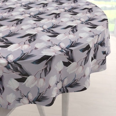 Biante kulatý ubrus PML-034 Bílé tulipány na šedém 140 cm