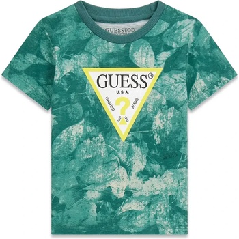 GUESS Зелена тениска за мини момче с жълто лого Guess