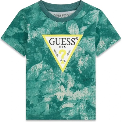 GUESS Зелена тениска за мини момче с жълто лого Guess