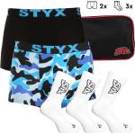 Styx Мъжки подаръчен комплект Styx Комплект две - боксерки и 3PACK чорапи бели Styx | Cheren | МЪЖЕ | XL