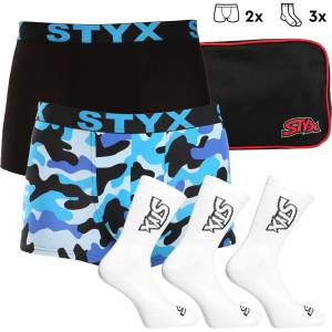 Styx Мъжки подаръчен комплект Styx Комплект две - боксерки и 3PACK чорапи бели Styx | Cheren | МЪЖЕ | XL