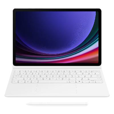 Клавиатура Samsung Book Cover Keyboard (EF-DX725UWEGWW), за Galaxy Tab S9 и Galaxy Tab S9 FE, Wireless Keyboard Sharing, AI клавиш, бяла (EF-DX725UWEGWW)