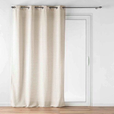 Douceur d`Interieur Vnitřní béžová záclona s očky a lněným efektem, LUOLINE, 140 x 240 cm