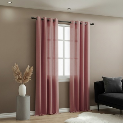 Mybesthome EASY TOP dekorační závěs s kroužky 140 × 250 cm, tmavě růžový, 1 ks