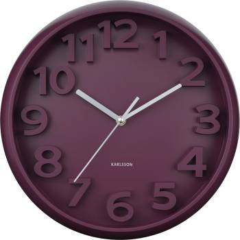 Karlsson Стенен часовник Elevated Classic Numbers, тъмнолилав (KA6052PU)