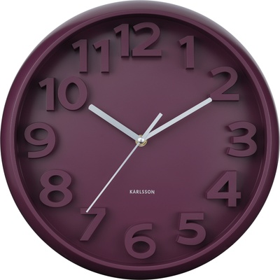 Karlsson Стенен часовник Elevated Classic Numbers, тъмнолилав (KA6052PU)