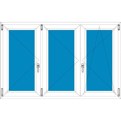 Ekosun Plastové okno 290x120 Trojkřídlé bez středového sloupku Ekosun 70