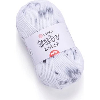 Yarn Art příze Baby Color 205 bílá s šedou a černou