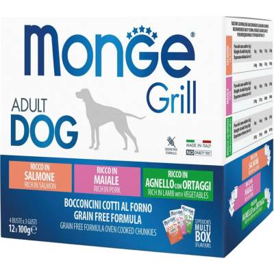 Monge Grill Adult zmiešané losos & bravčové & jahňacie 12 x 100 g