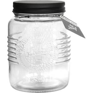 Horecano OLD FASHIONED-Буркан с метална винтова ЧЕРНА капачка 1lt (212987-BL-SS4) (0103257)