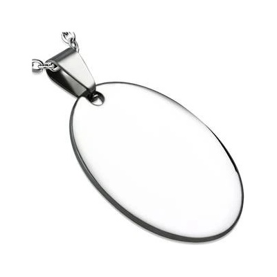 Šperky4U Ocelový přívěšek destička ovál 25 x 35 mm DR1076