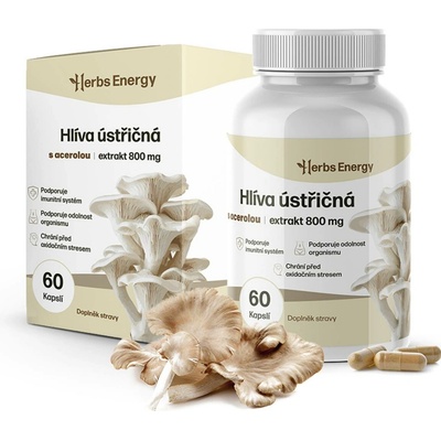 Herbs Energy Hlíva ústřičná Extrakt 800 mg + Acerola 3 x 60 kapslí