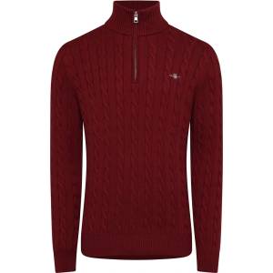 Gant Cotton Cable Half Zip Fleece - Red