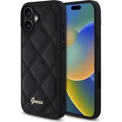 Guess PU Leather Quilted kryt pre iPhone 16, čierny 57983122137