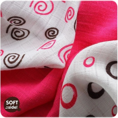 KIKKO Bambusové obrúsky plienky XKKO®BMB B & S Magenta MIX 30 x 30 XKKO Spirals&Bubbles 9 ks červená