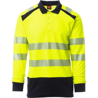 Payper ROAD WINTER Reflexná polokošeľa Fluorescent yellow-Navy blue XS