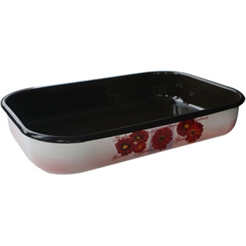 32 х 22 см правоъгълна емайлирана тава с разцветка Гербери (141fpic/32 (27-905/1856))