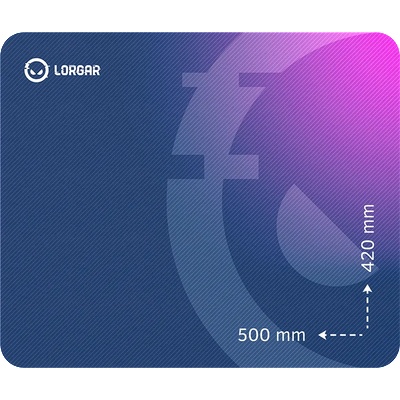 LORGAR Main 135, Gaming mouse pad, High-speed surface, Purple anti-slip rubber base, size: 500mm x 420mm x 3mm, weight 0.41kg