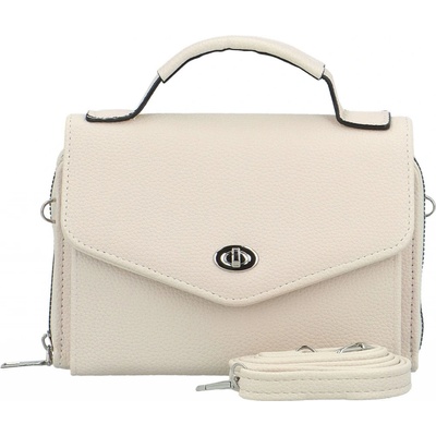 Stylová dámská koženková mini crossbody kabelka Milax krémová
