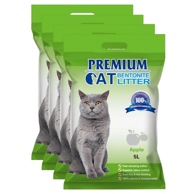 Premium Cat Премиум котешка тоалетна с бентонит - Ябълка за котки 4x5L