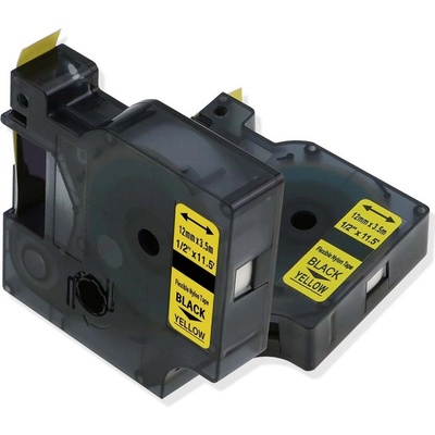Compatible Съвместима лента с Dymo 18490 / S0718080, 12mm x 3, 5m черен печат / жълт фон, найлон флексибилен (18490)
