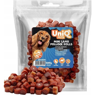 Psí pamlsek sushi z jehněčího masa Rolls přírodní pamlsky UniQ Pets 500 g