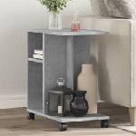 vidaXL Странична маса с колела бетонно сив 50x30x55 см инженерно дърво (840572)