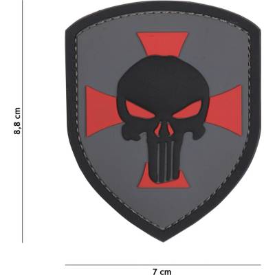Gumová nášivka 101 Inc Punisher Shield - sivá
