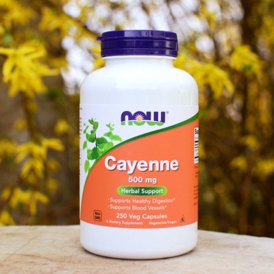 Now Foods Foods Cayenne Kajenský pepř 500 mg 250 rostlinných kapslí
