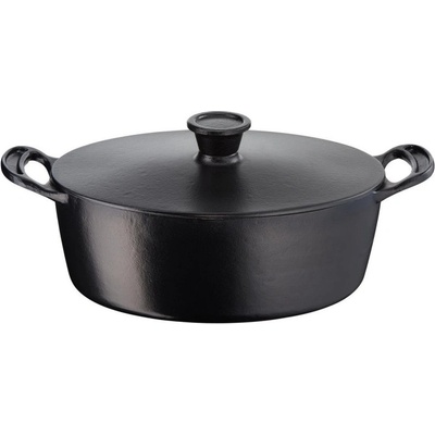Tefal Чугунена тенджера Tefal E2125455, 5.1 л, 45 см, Овална форма, До 250C, Емайлирана, Индукция, Черен (E2125455)